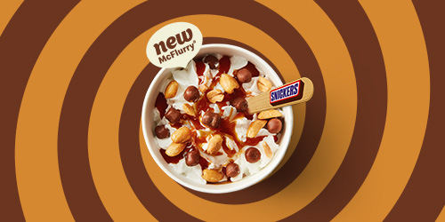 De nieuwe McFlurry® Snickers®: een crème van een combo! 🍦